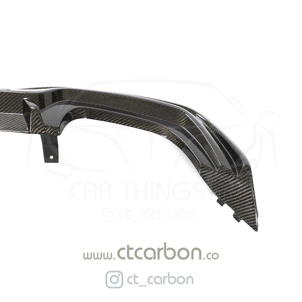 BMW 3 Series G20 Carbon Fibre Rear Diffuser Quad Exit/Quad Tip/Quad Outlet - CT Design Style Gloss Carbon Rear Valance/Bumper Insert Apron Lip 2018-2022 Saloon