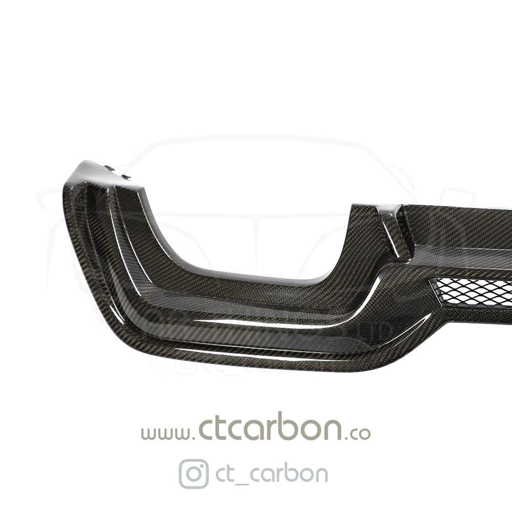 BMW 3 Series G20 Carbon Fibre Rear Diffuser Quad Exit/Quad Tip/Quad Outlet - CT Design Style Gloss Carbon Rear Valance/Bumper Insert Apron Lip 2018-2022 Saloon