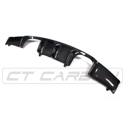 BMW M3 E92 E93 Carbon Fibre Rear Diffuser / Valance – E9X 2007-2013 Rear Bumper Insert, Lower Lip Skirt, Quad Exhaust Surround – OEM+ Gloss Carbon by CT Carbon – Coupe/Convertible