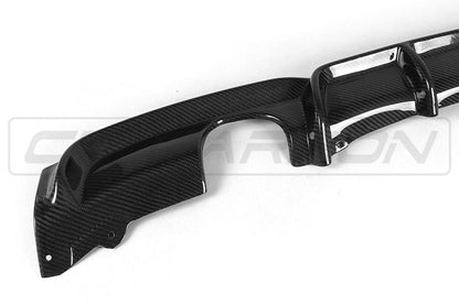 BMW 3 Series F30 F31 Carbon Fibre Rear Diffuser/Valance/Splitter – M Performance MP Style Twin Exit Dual Outlet Dual Exhaust Gloss Real Carbon Lower Bumper Insert (2011–2019 Saloon/Touring, Sedan/Wagon)