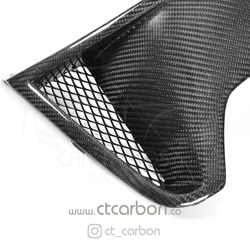 BMW 4 Series F32 F33 F36 2013-2020 Carbon Fibre Rear Diffuser/Valance – M Sport / M Performance Style, Left Twin Exhaust (Dual Outlet) Gloss Rear Skirt Bumper Insert by CT Carbon