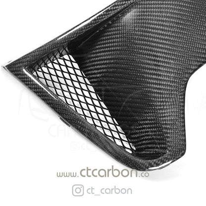 BMW 4 Series F32 F33 F36 2013-2020 Carbon Fibre Rear Diffuser/Valance – M Sport / M Performance Style, Left Twin Exhaust (Dual Outlet) Gloss Rear Skirt Bumper Insert by CT Carbon