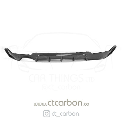BMW 4 Series F32 F33 F36 2013-2020 Carbon Fibre Rear Diffuser/Valance – M Sport / M Performance Style, Left Twin Exhaust (Dual Outlet) Gloss Rear Skirt Bumper Insert by CT Carbon