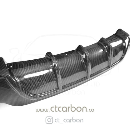 BMW 4 Series F32 F33 F36 2013-2020 Carbon Fibre Rear Diffuser/Valance – M Sport / M Performance Style, Left Twin Exhaust (Dual Outlet) Gloss Rear Skirt Bumper Insert by CT Carbon