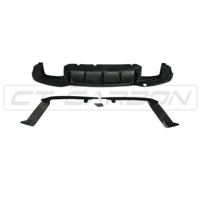 BMW M5 F90 Carbon Fibre/Carbon Fiber Rear Diffuser 3D Style – CT Carbon Gloss – Rear Valance/Lower Bumper Trim/Rear Splitter Insert – Performance OEM+ Upgrade – Fits 2017+ Saloon