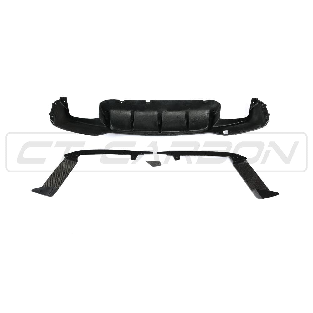 BMW M5 F90 3D Rear Diffuser – Gloss Carbon Fibre/Fiber Valance, Rear Splitter Insert & Lower Bumper Trim, M Performance Style, Quad Exhaust Look (2017+) | CT Carbon