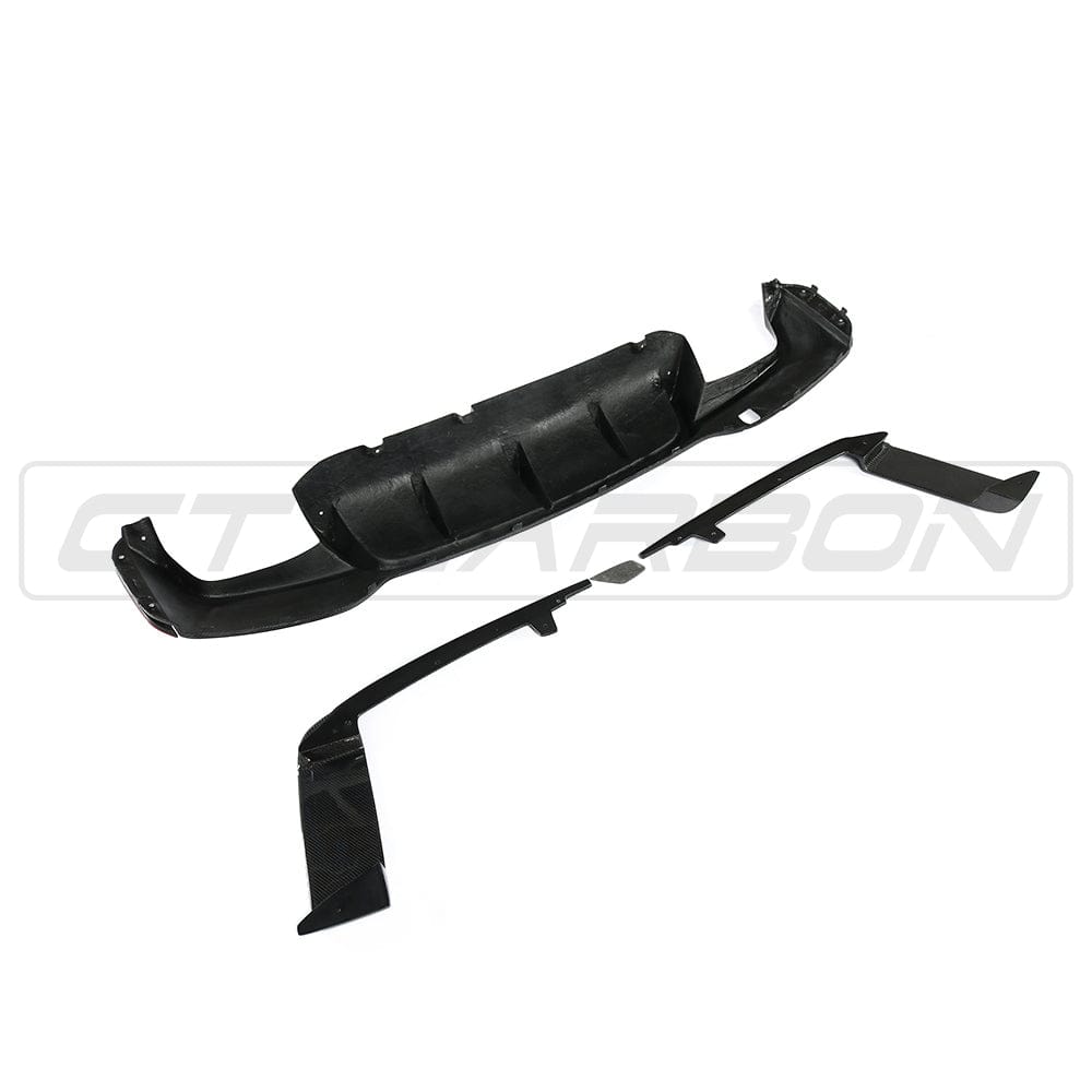 BMW M5 F90 Rear Diffuser/Valance – 3D Style Gloss Real Carbon Fibre (Fiber) Rear Splitter/Lip Lower Bumper Insert – CT Carbon – Fits 2017-2023