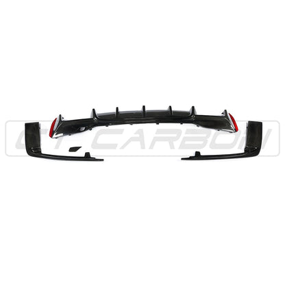 BMW M5 F90 Rear Diffuser/Valance – 3D Style Gloss Real Carbon Fibre (Fiber) Rear Splitter/Lip Lower Bumper Insert – CT Carbon – Fits 2017-2023