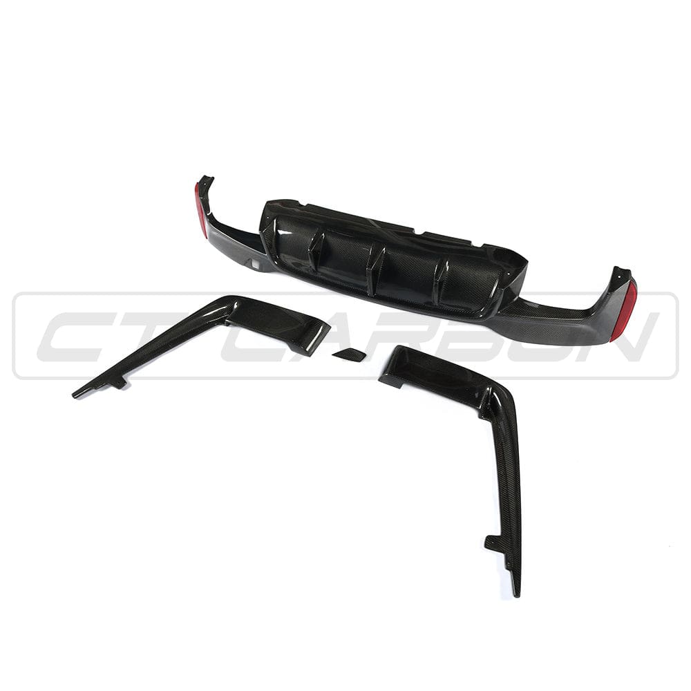 BMW M5 F90 Rear Diffuser/Valance – 3D Style Gloss Real Carbon Fibre (Fiber) Rear Splitter/Lip Lower Bumper Insert – CT Carbon – Fits 2017-2023