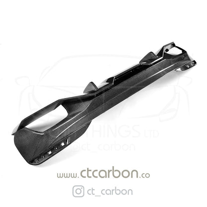 BMW 5 Series G30 M Sport Carbon Fibre Rear Diffuser Insert - CT Carbon OEM+ Style Valance Splitter Apron | Fits 2016-2024 Pre-LCI & LCI | Gloss Carbon Rear Bumper Lower Trim Tailpipe Surround