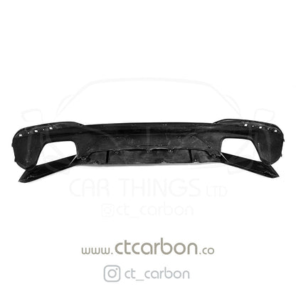 BMW 5 Series G30 M Sport Carbon Fibre Rear Diffuser Insert - CT Carbon OEM+ Style Valance Splitter Apron | Fits 2016-2024 Pre-LCI & LCI | Gloss Carbon Rear Bumper Lower Trim Tailpipe Surround