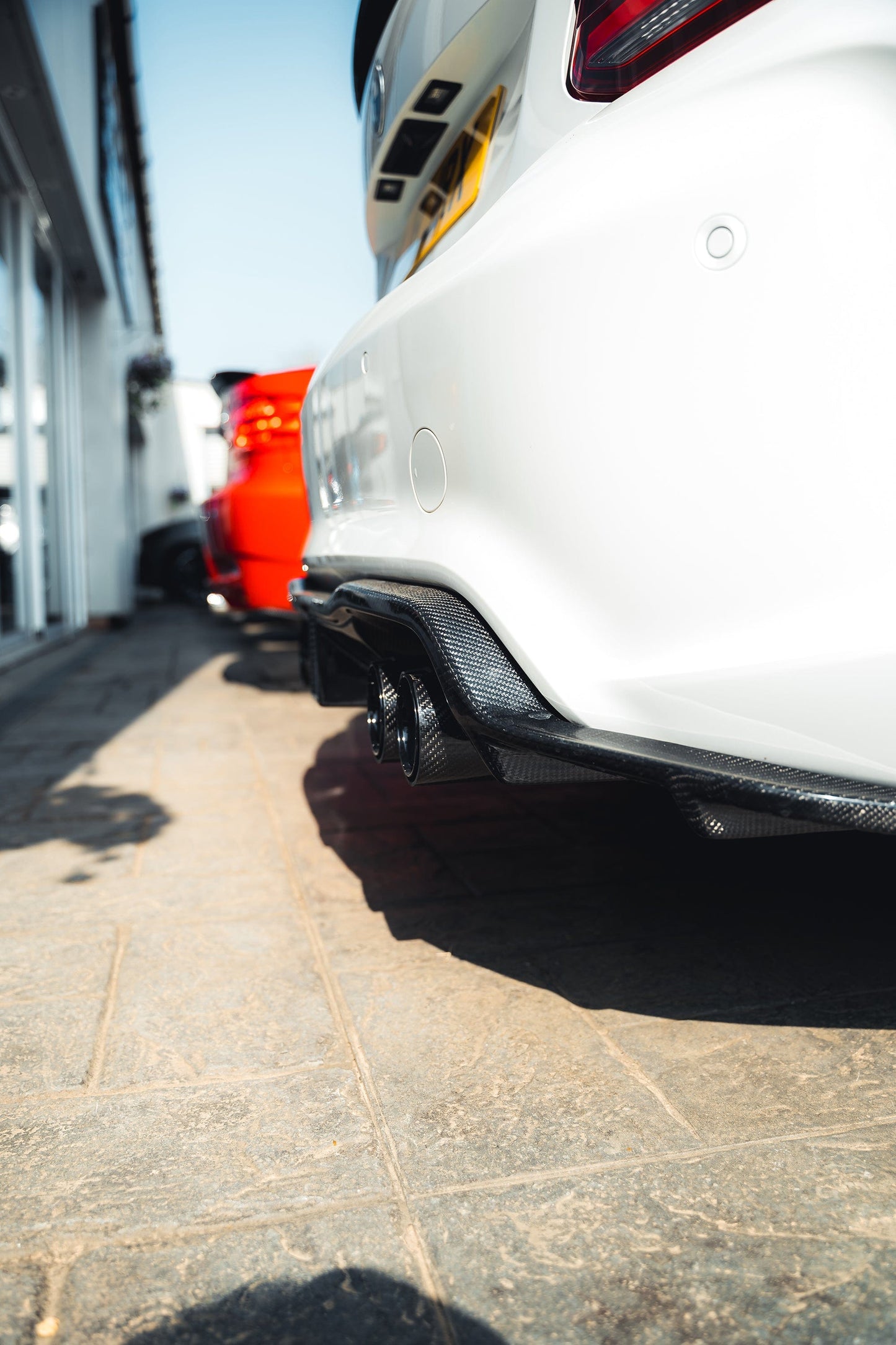 BMW M2 / M2C / M2 Competition F87 Carbon Fibre/Fiber Rear Diffuser K Style - Rear Valance Splitter Bumper Insert with DTM/F1 Style Center/Centre Third Brake Light (2016–2021) Performance Aero Body Kit Upgrade