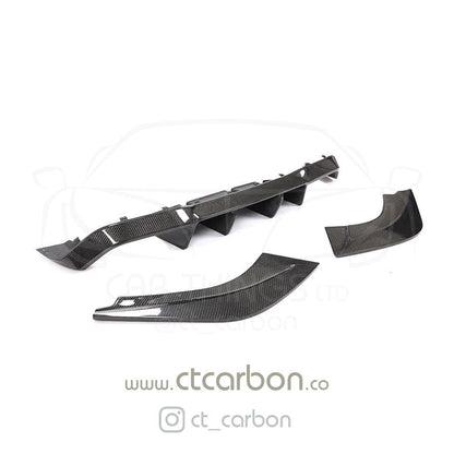 BMW M2 / M2 Competition F87 V-Style Rear Diffuser – Carbon Fibre (Fiber) Rear Valance / Splitter / Bumper Insert, Gloss Carbon Rear Skirt Trim, Quad Exit – Fits 2016-2018 M2 & 2018+ M2C – OEM+ Aero Upgrade UK