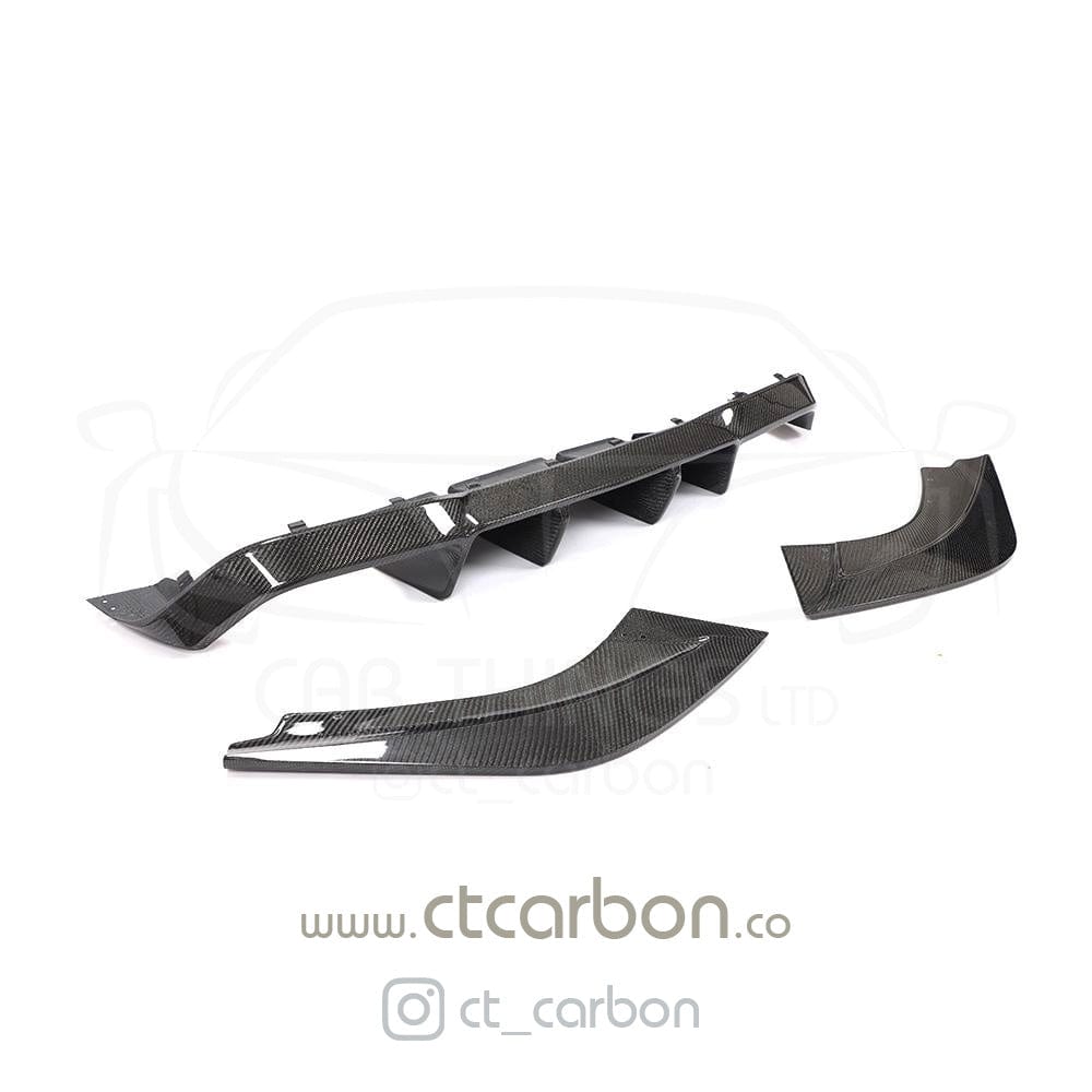 BMW M2 & M2 Competition/M2C F87 Carbon Fibre/Fiber Rear Diffuser V Style/V Design – Gloss Carbon Rear Valance, Bumper Insert, Rear Skirt/Apron, Rear Lip by CT Carbon (2016–2021)