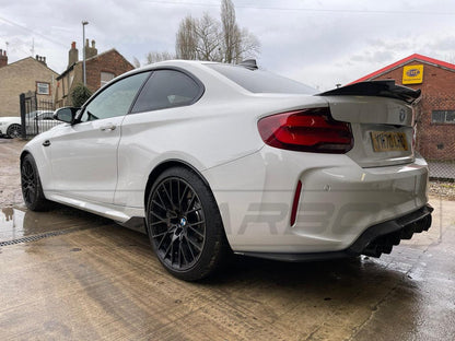 BMW M2 / M2 Competition (F87) Carbon Fibre Rear Diffuser - V Style | Rear Valance / Splitter / Lower Insert | M2C Gloss Carbon Bumper Lip Fins | CT Carbon OEM Fit (Carbon Fiber)