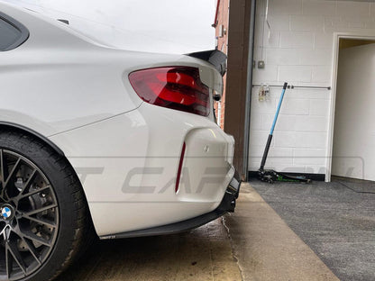 BMW M2 / M2 Competition (F87) Carbon Fibre Rear Diffuser - V Style | Rear Valance / Splitter / Lower Insert | M2C Gloss Carbon Bumper Lip Fins | CT Carbon OEM Fit (Carbon Fiber)