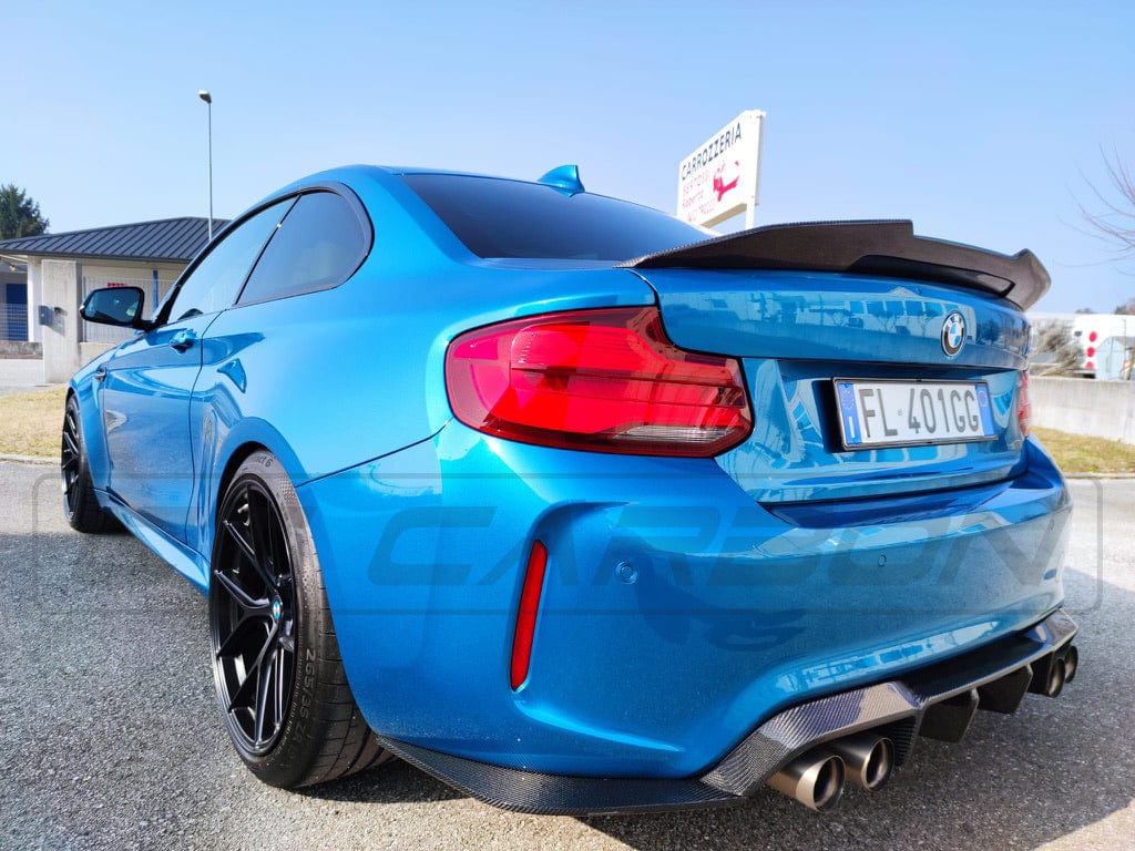 BMW M2 & M2 Competition/M2C F87 Carbon Fibre/Fiber Rear Diffuser V Style/V Design – Gloss Carbon Rear Valance, Bumper Insert, Rear Skirt/Apron, Rear Lip by CT Carbon (2016–2021)