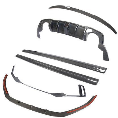 Audi RS3 8V Facelift 2018-2021 Saloon/Sedan 4-Door Gloss Carbon Fibre (Carbon Fiber) Body Kit - Full Aero Styling Pack: Front Splitter, Side Skirts, Rear Diffuser, Boot Spoiler - CT Carbon