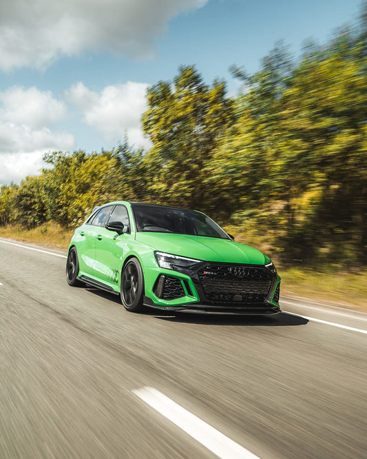 Audi RS3 8Y Sportback Carbon Fibre Body Kit by CT Design - Full Aero Styling Pack: Front Lip Splitter, Side Skirt Extensions, Rear Diffuser/Valance & Hatch Spoiler - 2022+ RS3 Carbon Pack Upgrade (Carbon Fiber)
