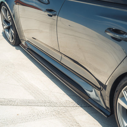 Audi RS6 C8 Avant (Estate) / RS7 C8 Sportback Carbon Fibre Side Skirts, Side Skirt Extensions, Sill & Rocker Panel Extensions, Side Blades – Pre-Preg Carbon 2019+ – CT Design