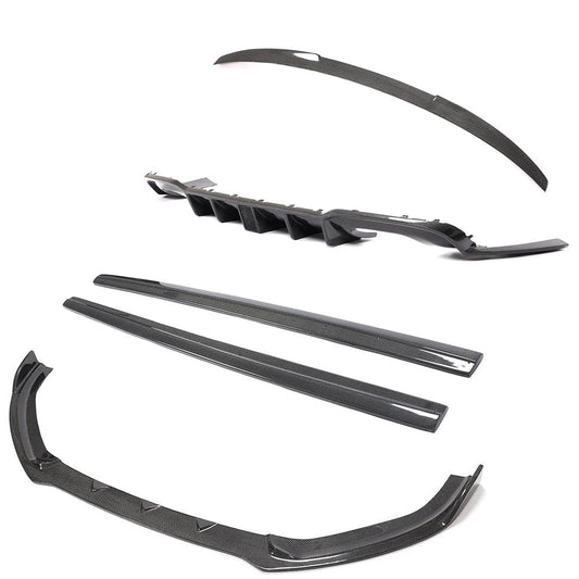 Audi S3 8V.5 Facelift Saloon/Sedan 2017-2020 Carbon Fibre/Fiber Full Body Kit - Front Splitter, Side Skirts, Rear Diffuser & Boot Lip Spoiler - CT Carbon OEM+ Aero Pack for 4-Door MQB