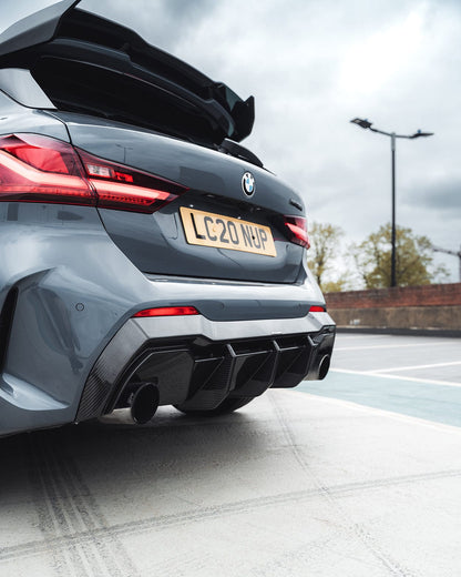 BMW 1 Series / 1er F40 (2019+) Carbon Fibre (Carbon Fiber) Body Kit by CT Design – Full Aero/Styling Pack: Front Lip Splitter, Side Skirts, Rear Diffuser, Roof Spoiler – Twin Exit Hatchback – OEM+ M Sport Upgrade
