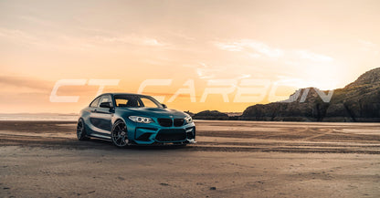 BMW M2 F87 OG 2016-2018 Full Carbon Fiber/Fibre Body Kit | CT Carbon Gloss Aero Kit | 3D Style Front Lip Splitter, Side Skirts, K-Style Rear Diffuser, M4 Style Boot/Trunk Spoiler | Direct Fit OEM+ Styling