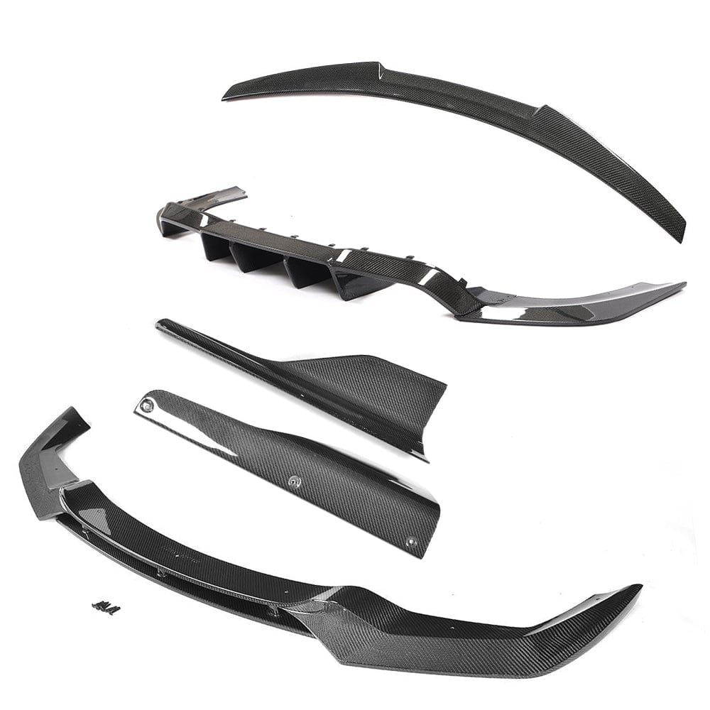 BMW M2 F87 (2016-2018 Pre-LCI) Full Carbon Fibre/Fiber Body Kit - V Style Aero Pack: Front Lip Splitter, Side Skirt Extensions, Rear Diffuser, Boot/Trunk Lip Spoiler - M Performance/M4 Style - OG M2 (Not Competition) - CT Carbon