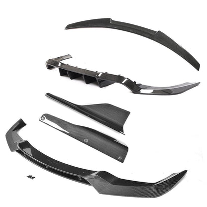 BMW M2 F87 (2016-2018 Pre-LCI) Full Carbon Fibre/Fiber Body Kit - V Style Aero Pack: Front Lip Splitter, Side Skirt Extensions, Rear Diffuser, Boot/Trunk Lip Spoiler - M Performance/M4 Style - OG M2 (Not Competition) - CT Carbon