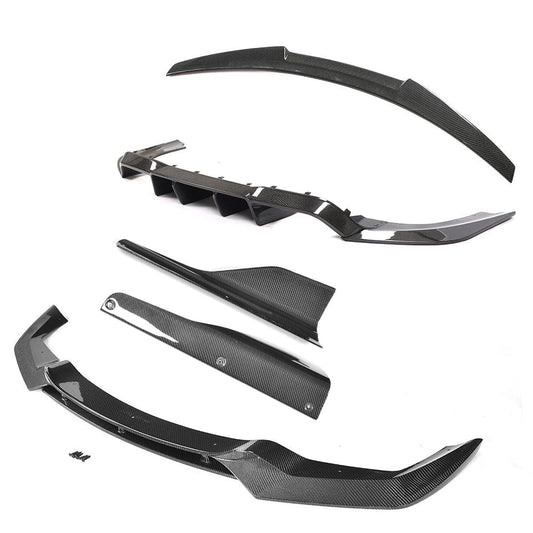 BMW M2 F87 (2016-2018 Pre-LCI) Full Carbon Fibre/Fiber Body Kit - V Style Aero Pack: Front Lip Splitter, Side Skirt Extensions, Rear Diffuser, Boot/Trunk Lip Spoiler - M Performance/M4 Style - OG M2 (Not Competition) - CT Carbon