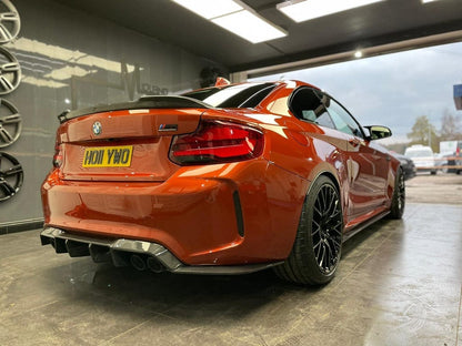 BMW M2 F87 (2016-2018 Pre-LCI) Full Carbon Fibre/Fiber Body Kit - V Style Aero Pack: Front Lip Splitter, Side Skirt Extensions, Rear Diffuser, Boot/Trunk Lip Spoiler - M Performance/M4 Style - OG M2 (Not Competition) - CT Carbon