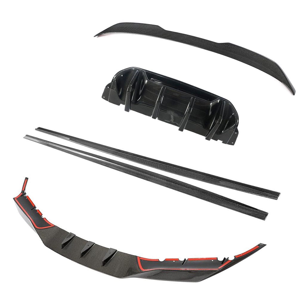 BMW M5 F90 Pre-LCI/Pre-Facelift Carbon Fibre/Carbon Fiber Body Kit | Full Aero Lip Kit: RK Front Splitter, M Performance Style Side Skirts, 3D Rear Diffuser, Boot/Trunk Spoiler | 2017-2020 Saloon/Sedan OEM+