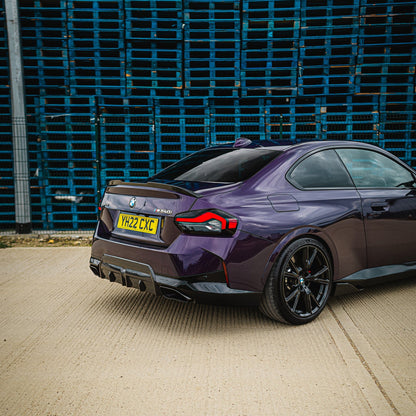 BMW 2 Series G42 Coupe Carbon Fibre (Fiber) Body Kit - Front Splitter, Side Skirts, Rear Diffuser & V-Style Ducktail Spoiler - 2022+ M240i/M Sport - Pre-Preg Dry Carbon Aero Styling Pack by CT Carbon