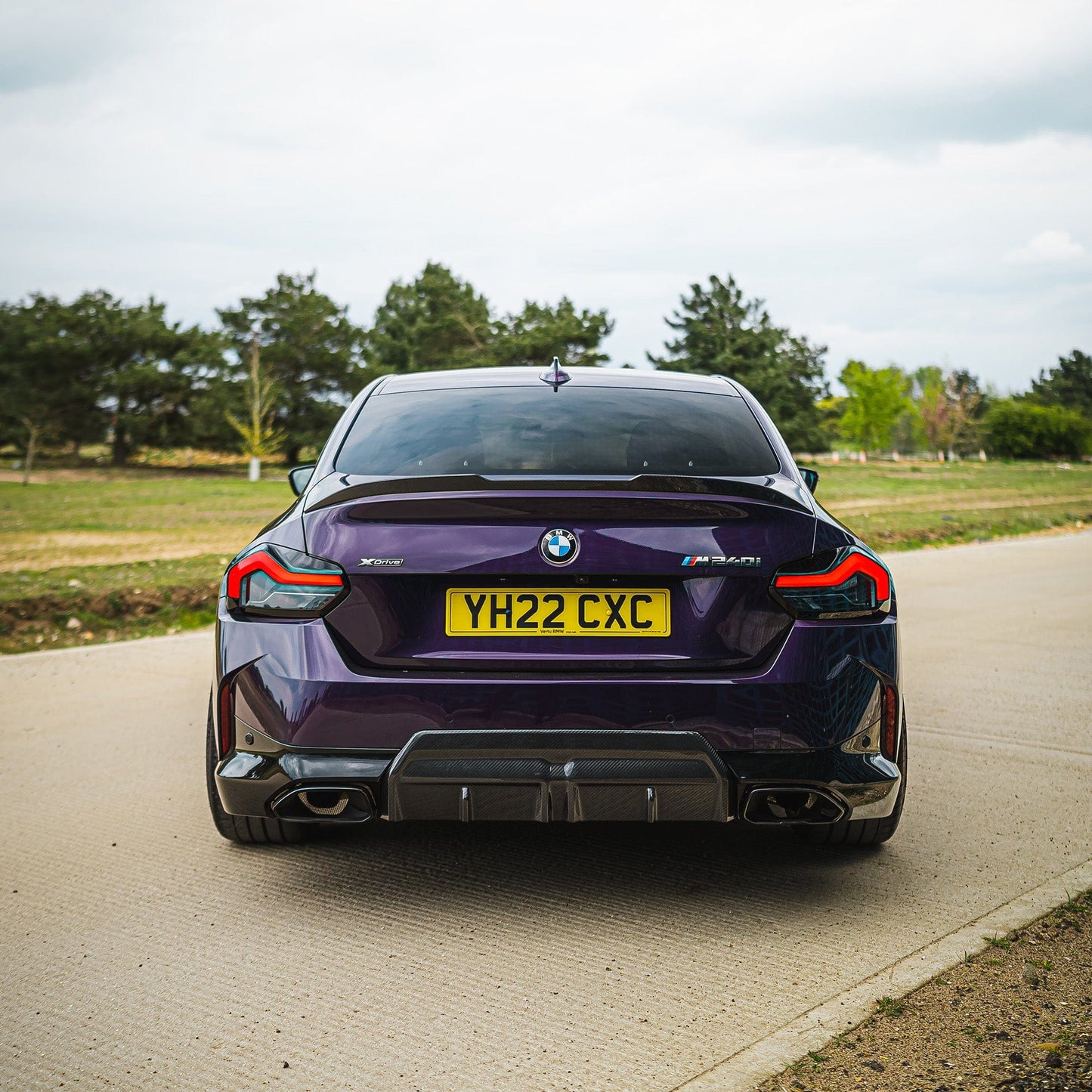 BMW 2 Series (G42) Carbon Fibre Body/Aero Kit 2022+ | CT Carbon V-Style: Front Lip Splitter, Side Skirts, Rear Diffuser, Ducktail Boot/Trunk Spoiler | Fits Coupe incl M240i | Gloss Pre-Preg