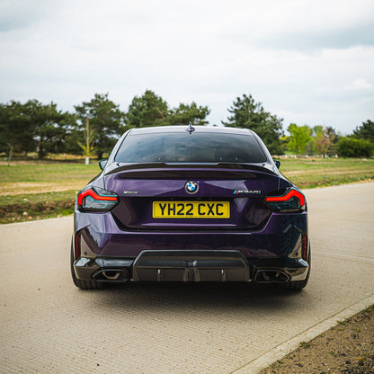 BMW 2 Series G42 Coupe Carbon Fibre (Fiber) Body Kit - Front Splitter, Side Skirts, Rear Diffuser & V-Style Ducktail Spoiler - 2022+ M240i/M Sport - Pre-Preg Dry Carbon Aero Styling Pack by CT Carbon
