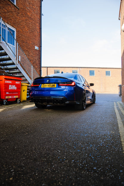 BMW M3 G80 2021+ Dry Carbon Body Kit V2 by CT Design – Full Aero Kit: Front Splitter, Side Skirts, Ducktail Spoiler, Rear Diffuser – Pre-Preg Carbon Fibre (Carbon Fiber) OEM+ Styling Sedan/Saloon