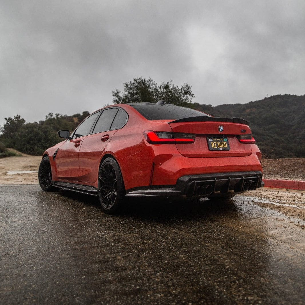 BMW M3 G80 G81 G8X Carbon Fibre/Fiber Rear Bumper Diffuser – CT Design Style Performance Rear Valance Splitter Insert, Pre-Preg High Gloss, 2021+ Saloon & Touring