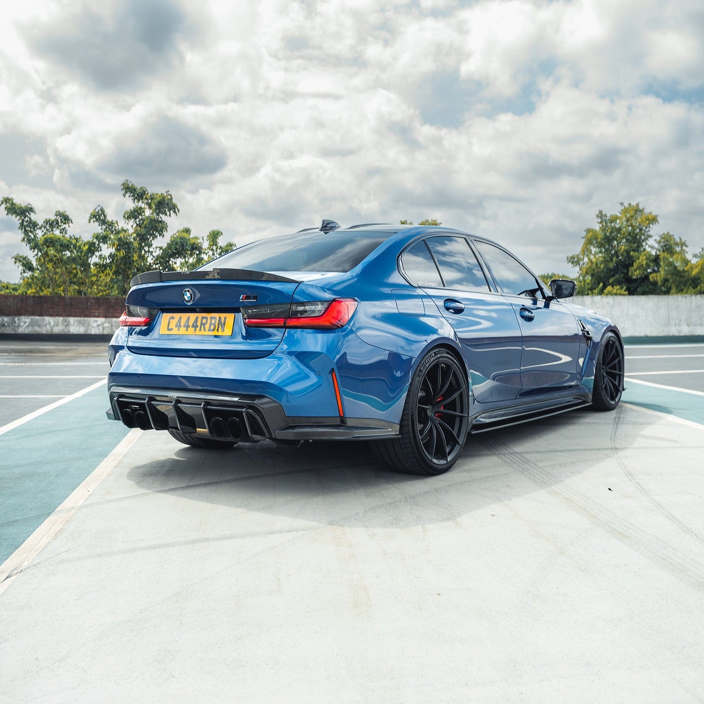 BMW M3 G80 G81 G8X Carbon Fibre/Fiber Rear Bumper Diffuser – CT Design Style Performance Rear Valance Splitter Insert, Pre-Preg High Gloss, 2021+ Saloon & Touring