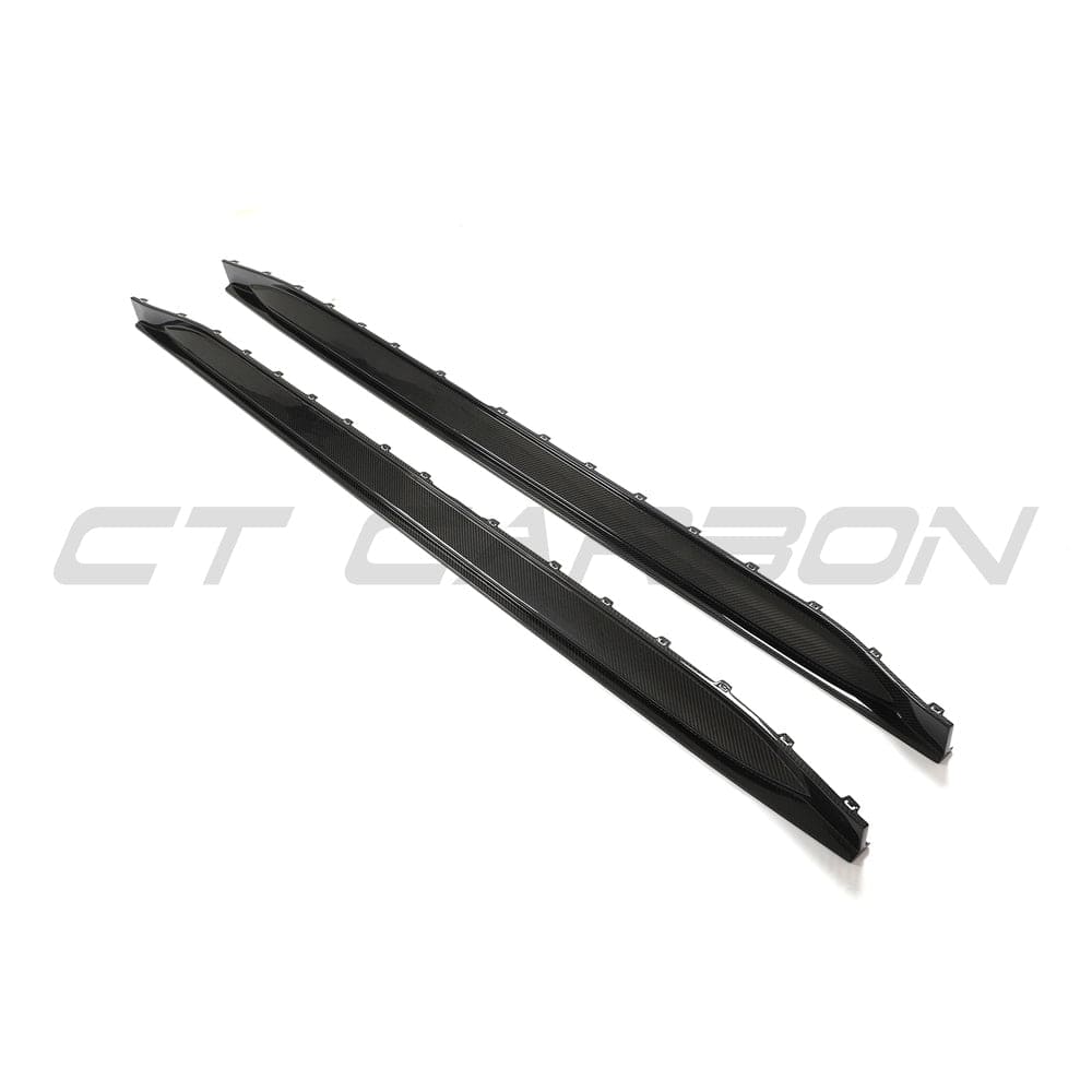 BMW M3 G80/G81 Carbon Fibre/Fiber Side Skirts – CT Design V2 Rocker Panel/Sill Replacement Side Blades (G8X Saloon/Touring 2021+) Pre-Preg Carbon Body Kit Side Skirt Extensions, Side Splitters