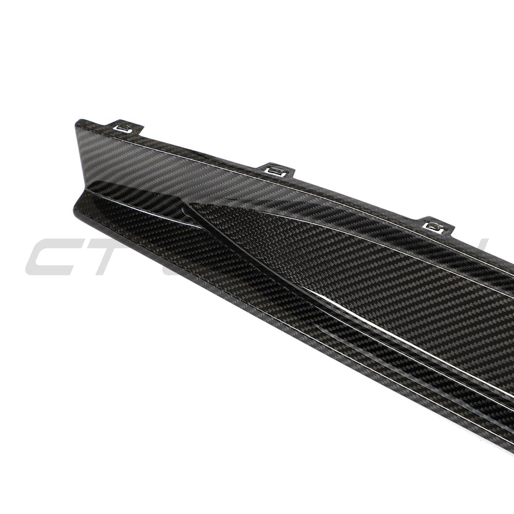 BMW M3 G80/G81 Carbon Fibre/Fiber Side Skirts – CT Design V2 Rocker Panel/Sill Replacement Side Blades (G8X Saloon/Touring 2021+) Pre-Preg Carbon Body Kit Side Skirt Extensions, Side Splitters