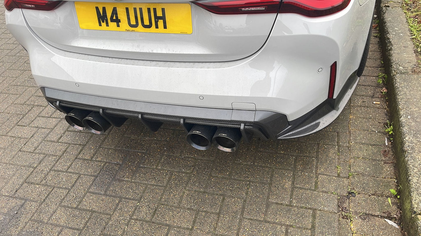 BMW M4 G82/G83 (2021+) Carbon Fibre/Fiber Rear Diffuser Valance – CT Design Pre-Preg Rear Bumper Insert, Rear Apron, Rear Splitter, Lower Bumper Aero Upgrade (Coupe & Convertible)