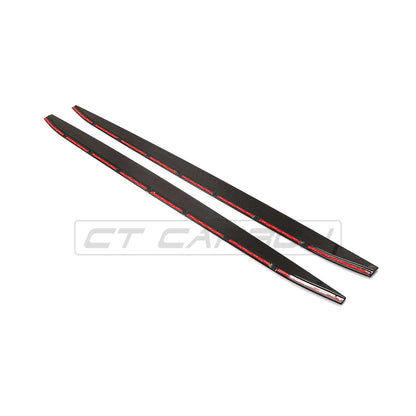 BMW M4 G82/G83 Carbon Fibre (Carbon Fiber) Side Skirt Extensions by CT Design - Carbon Side Blades/Aero Side Splitters/Rocker Panel Sill Extensions | 2x2 Twill Pre-Preg Gloss | Fits 2021+ M4 Coupe & Convertible (RWD & xDrive, Base & Competition) | OEM+