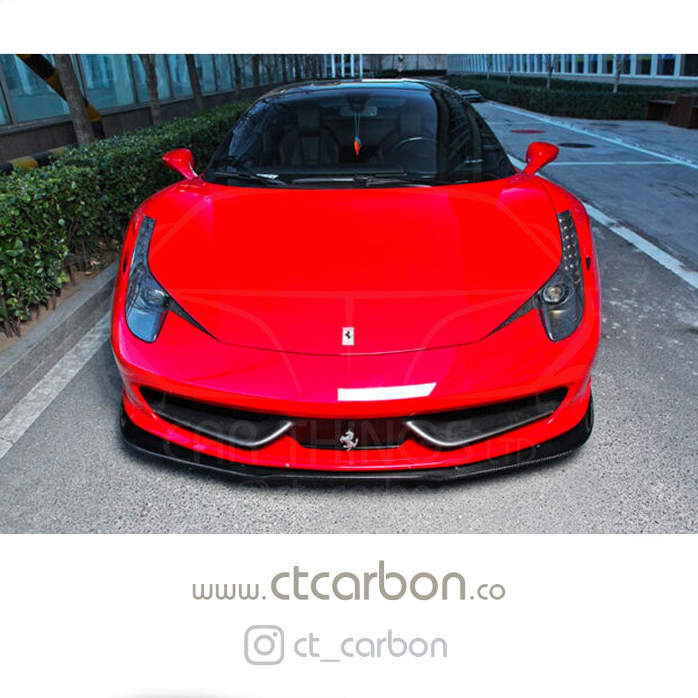Ferrari 458 Italia Full Carbon Fibre/Fiber Body Kit & Aero Pack - CT Design (2010-2015) - Front Lip Splitter, Side Skirts, Rear Diffuser, Spoiler/Bootlid