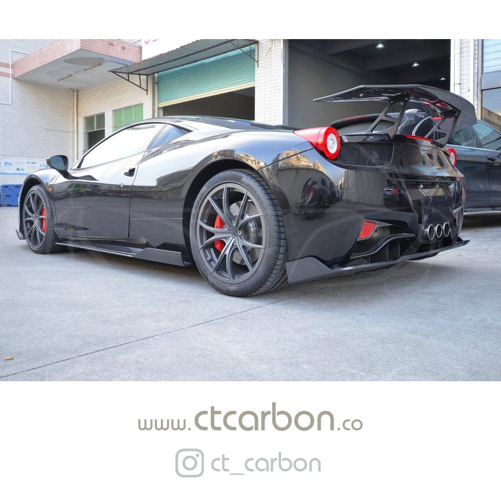 Ferrari 458 Italia Full Carbon Fibre/Fiber Body Kit & Aero Pack - CT Design (2010-2015) - Front Lip Splitter, Side Skirts, Rear Diffuser, Spoiler/Bootlid