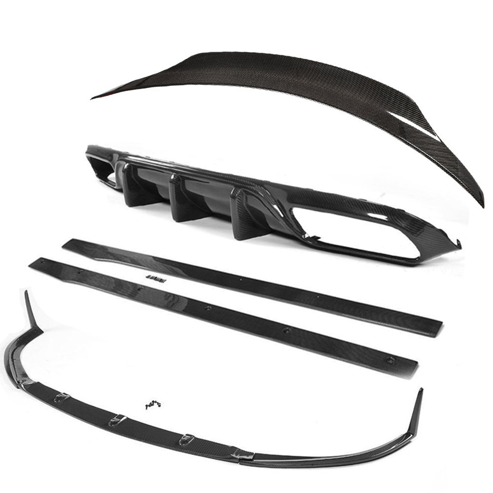 Mercedes C63/C63 S AMG W205 A205 Cabriolet 2015–2018 (Pre-Facelift/Pre-LCI) Complete Carbon Fibre/Carbon Fiber Body Kit – ED1 Front Lip Splitter, D Side Skirts, CT Rear Diffuser, PS Boot Spoiler – C-Class Convertible Aero Styling Pack