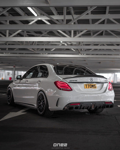 Mercedes-AMG C63 W205 Saloon 2014-2018 Full Carbon Fibre/Fiber Body Kit | B-Style Aero Pack: Front Lip Splitter, Side Skirt Extensions (D), Rear Diffuser (B), Boot Lip Spoiler (PS) | 4-Door C-Class Sedan