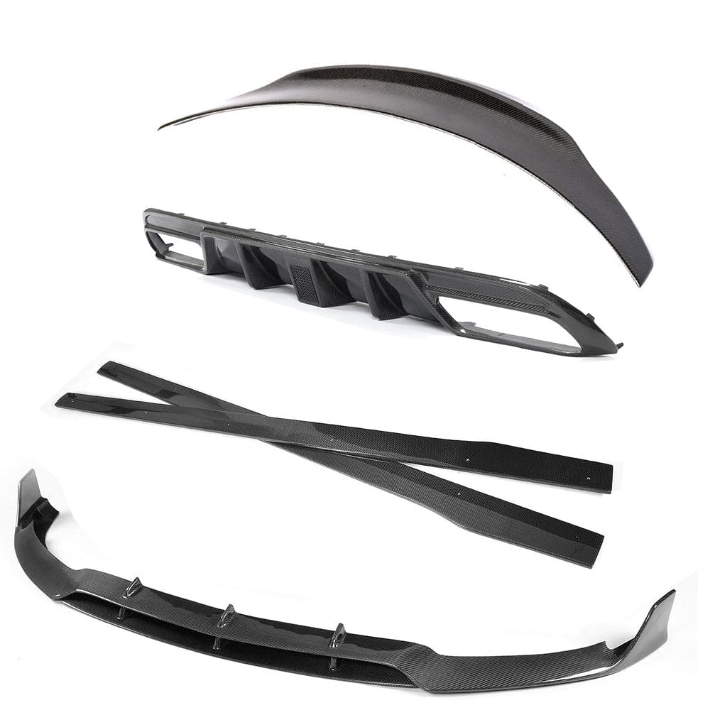 Mercedes-Benz AMG C63/C63S W205 Saloon/Sedan 2015-2018 Pre-Facelift Carbon Fibre/Fiber Body Kit – DTM Touring Aero Kit: Front Lip Splitter, Side Skirts, Rear Diffuser, Boot/Trunk Lip Spoiler – CT Carbon
