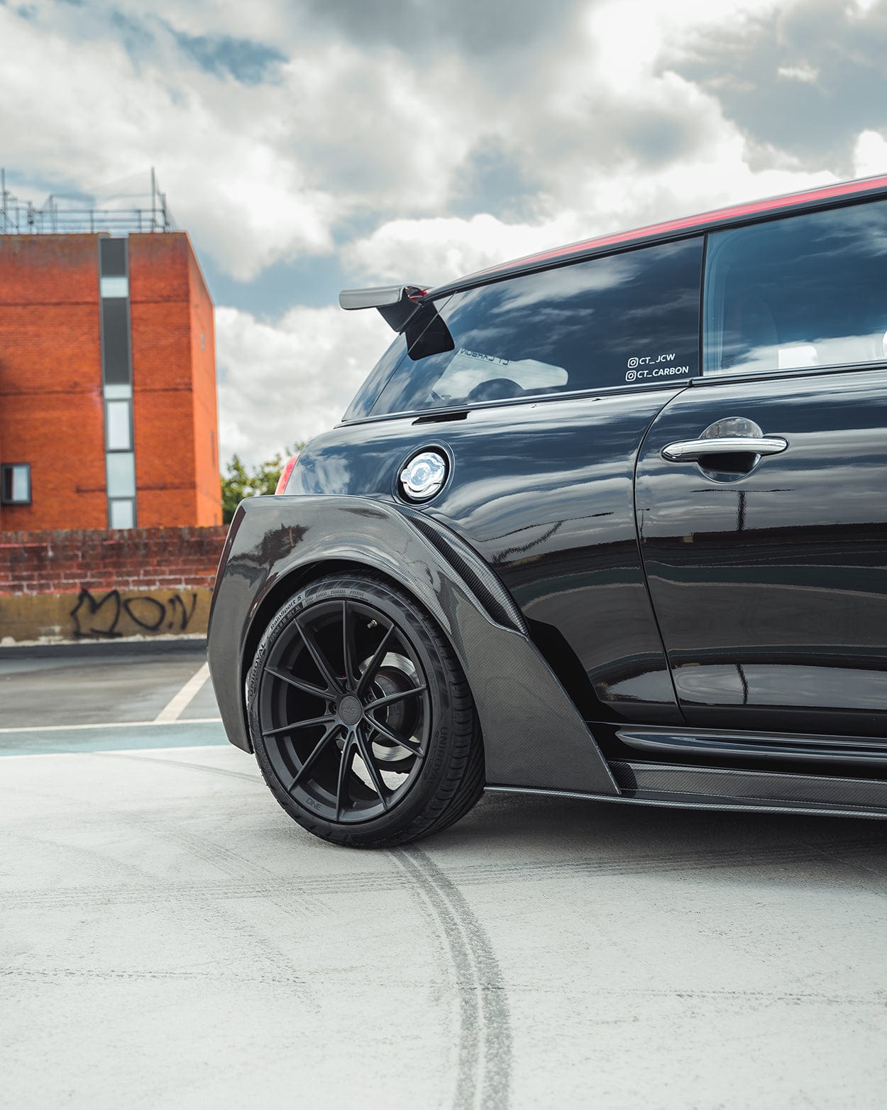 Mini Cooper S F56 JCW/Sport Pack Carbon Fibre Wide Arch Kit – Carbon Fender Flares, Overfenders & Wheel Arch Extensions (2014–2021 3‑Door) by CT Carbon – Gloss Widebody Arches