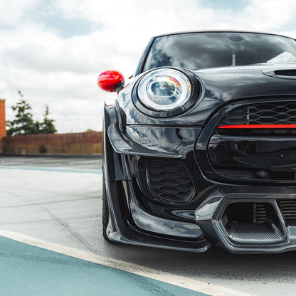 Mini Cooper S F56 JCW/Sport Pack Carbon Fibre Wide Arch Kit – Carbon Fender Flares, Overfenders & Wheel Arch Extensions (2014–2021 3‑Door) by CT Carbon – Gloss Widebody Arches