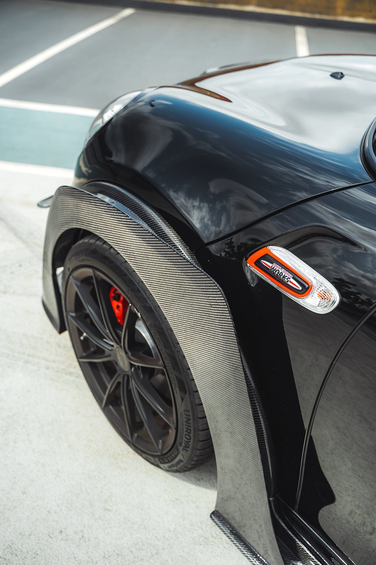 Mini Cooper S F56 JCW/Sport Pack Carbon Fibre Wide Arch Kit – Carbon Fender Flares, Overfenders & Wheel Arch Extensions (2014–2021 3‑Door) by CT Carbon – Gloss Widebody Arches